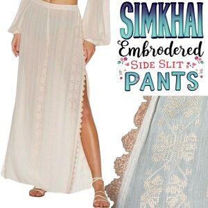 Jonathan Simkhai semi-sheer off white
Embroidered Side Slit Pants Size Small